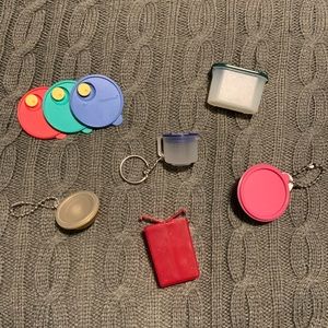 Tupperware miniature collectible keychains, magnets and salt & pepper shaker